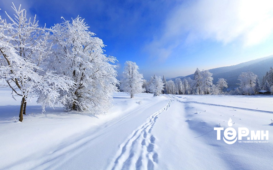 Өнөөдөр Монгол-Алтай, Хэнтийн уулархаг нутаг, Увс нуурын хотгороор цас орно