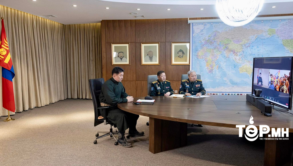 Монгол Улсын Ерөнхийлөгч У.Хүрэлсүх БНТУ-д үүрэг гүйцэтгэж байгаа алба хаагчидтай цахимаар холбогдов